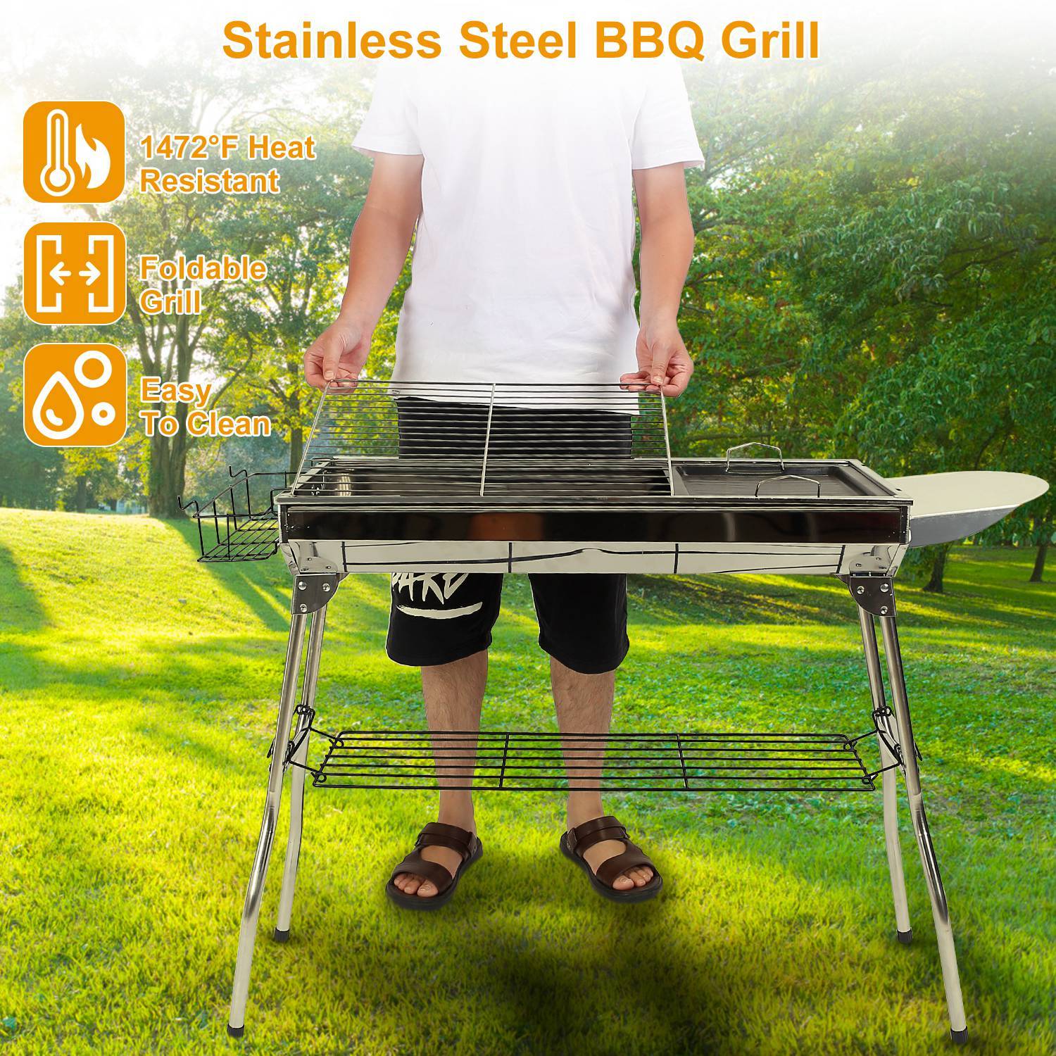Foldable Stainless Steel BBQ Grill