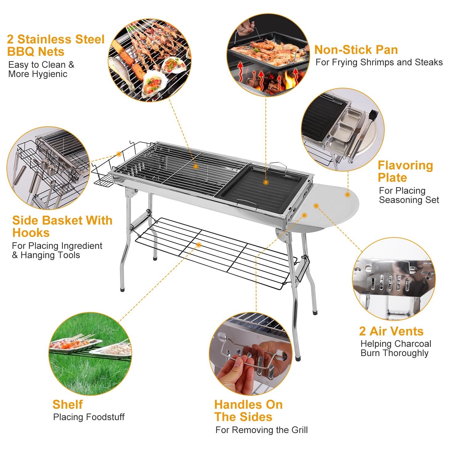 Foldable Stainless Steel BBQ Grill