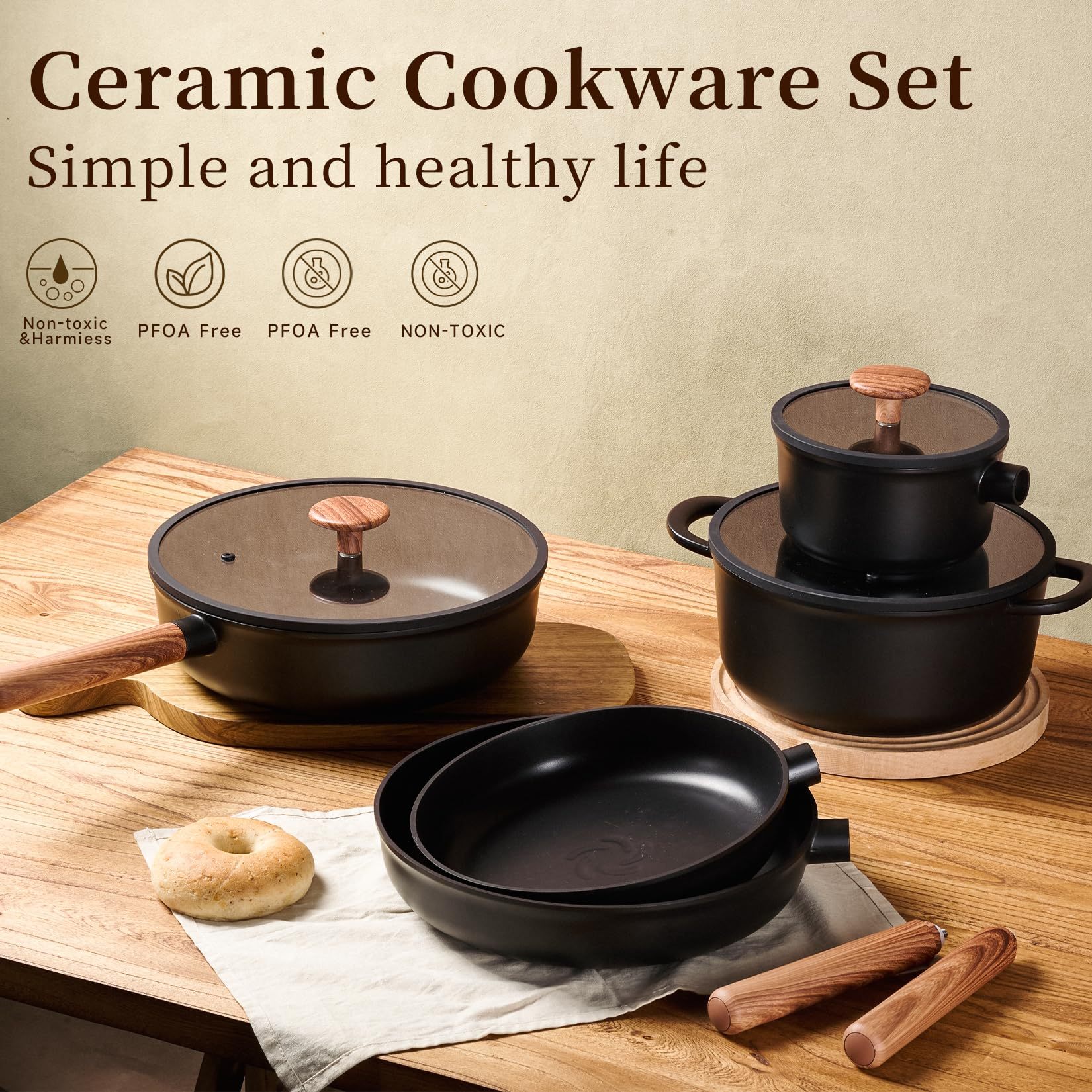11-Piece Non-Stick Ceramic Cookware Set