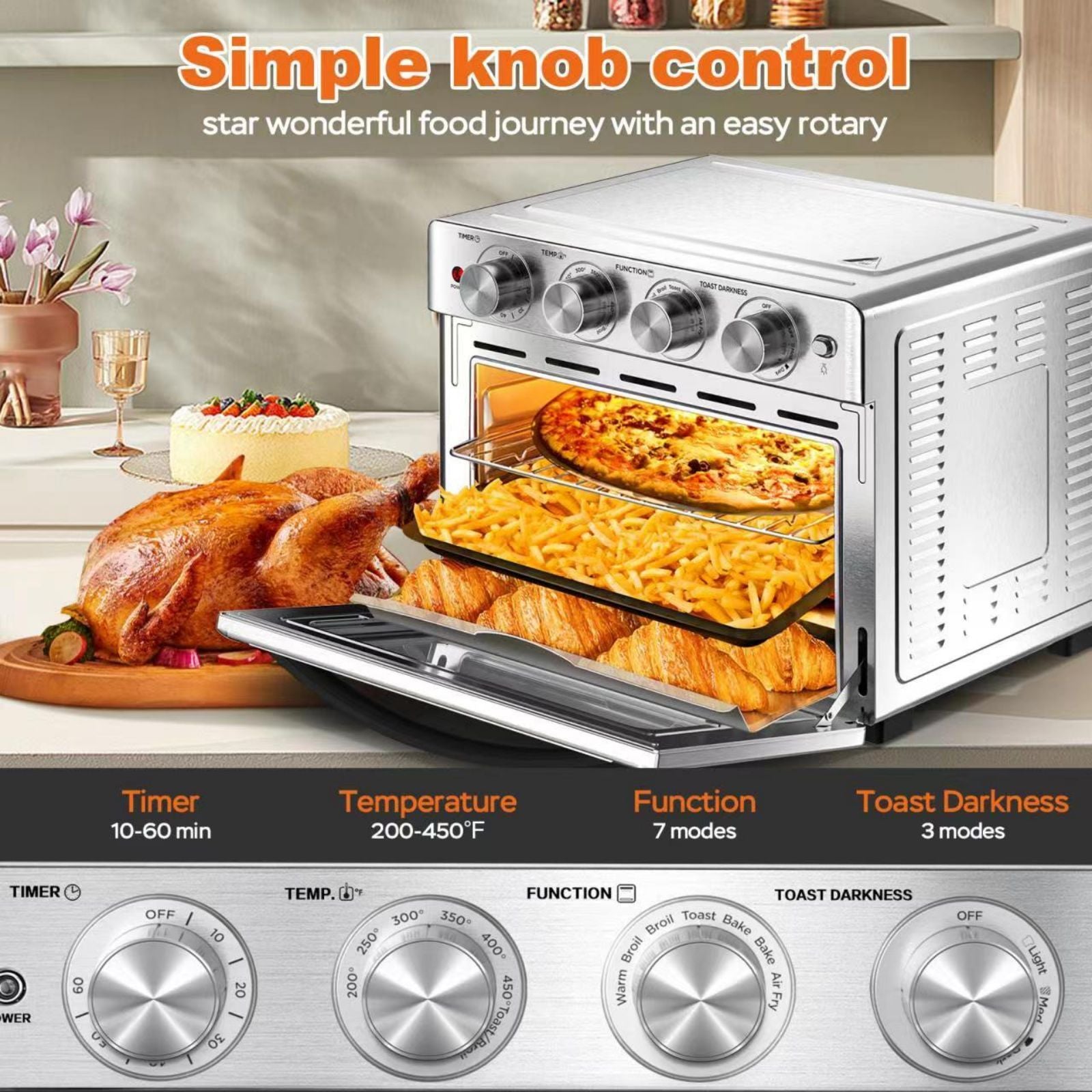 Geek Chef XL 26QT Air Fryer & Toaster Oven Combo