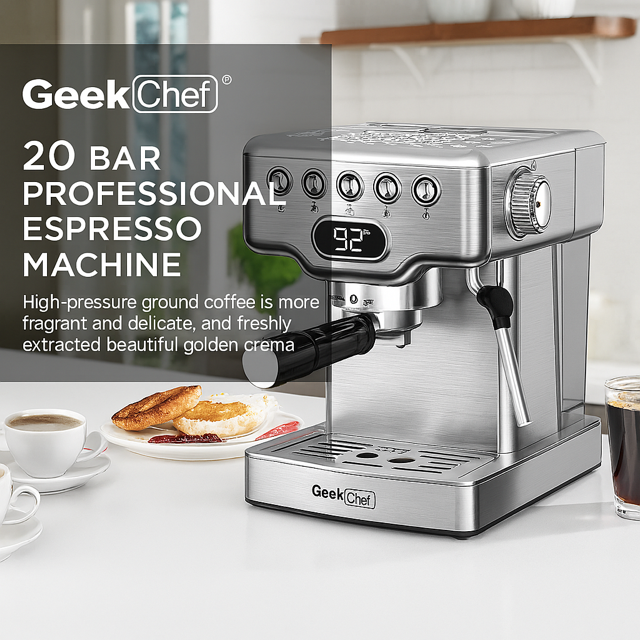 Geek Chef 20-Bar Espresso Machine with Milk Frother